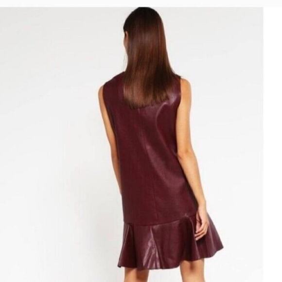 NWT BCBG Maxazria Small Maroon Sheridan Faux Leather Sleeveless Mini Dress - Picture 3 of 11